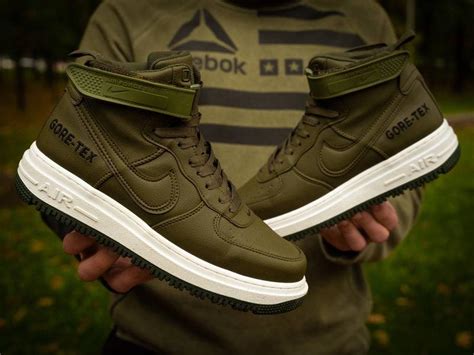 Мужские высокие кожаные кроссовки nike air force gore-tex haki #найк ...