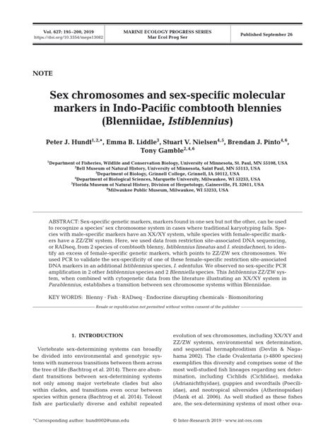 PDF Sex Chromosomes And Sex Specific Molecular Markers In Indo Pacific Combtooth Blennies