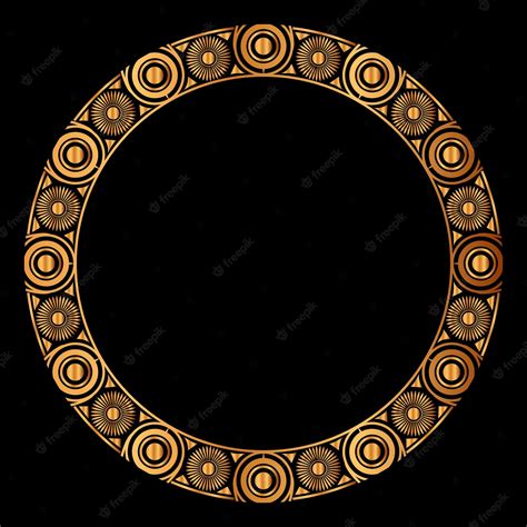 Moldura De Círculo Dourado De Luxo Com Padrão Circular De Ouro Mandala