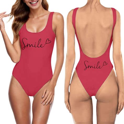 CAIVO Women Fashion Letter Print Monokini Sexy Bikini Swimwear Bathing Sleeveless Backless