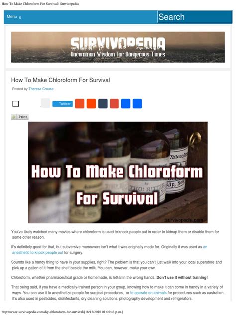 How To Make Chloroform For Survival - Survivopedia | Download Free PDF ...