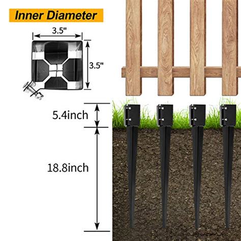 Doniks 4 Pack Fence Post Anchor Ground Spike 24 X 4x 4 Inch Heavy Duty