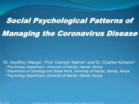Social Psychological Patterns Of Managing The Coronavirus Disease Ppt