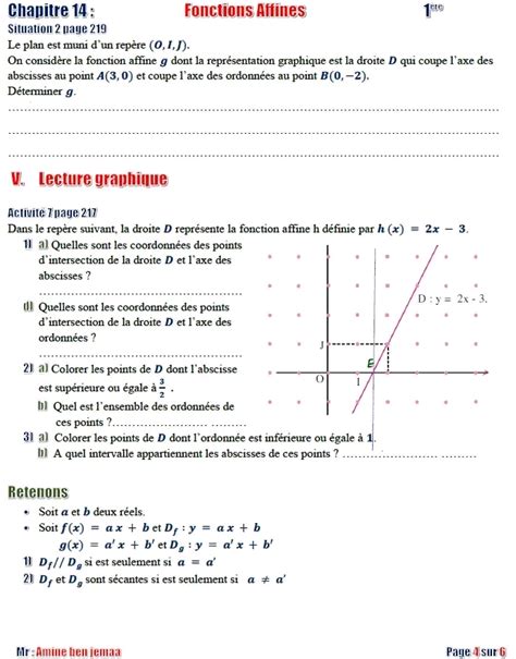 Re Ann E Secondaire Math Fonctions Affines