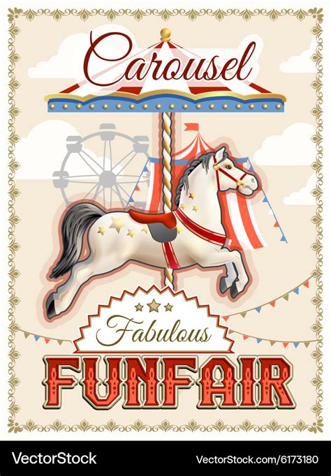 Retro carousel poster Royalty Free Vector Image