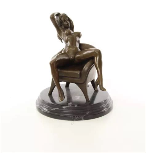 Bronze Sculpture Nude Woman Erotic Nude Nude Woman Sexy Mamor Base Armchair Eja