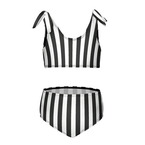 Aesthetic Fir Green And White Vertical Girl S Piece Bikini Set Beach Sport Swimsuit Swimwear