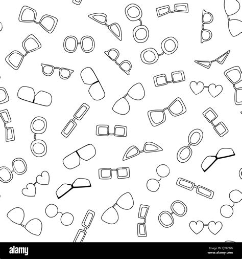 Seamless Pattern With Doodle Glasses Vector Sketch Illustration Of