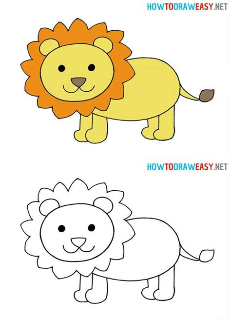 Simple Cute Lion Drawing
