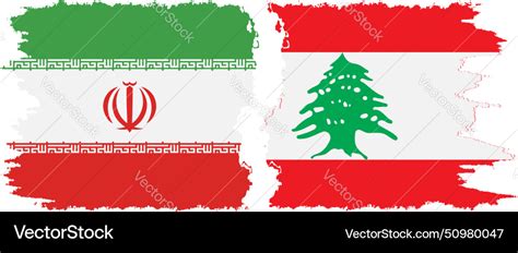 Lebanon And Iran Grunge Flags Connection Vector Image