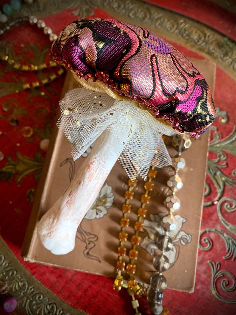 Tall Freestanding Toadstool Gold Velvet And Purple Brocade Etsy