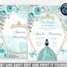 Editable Aqual Teal Turquoise Quinceanera Invitation Geometric Line