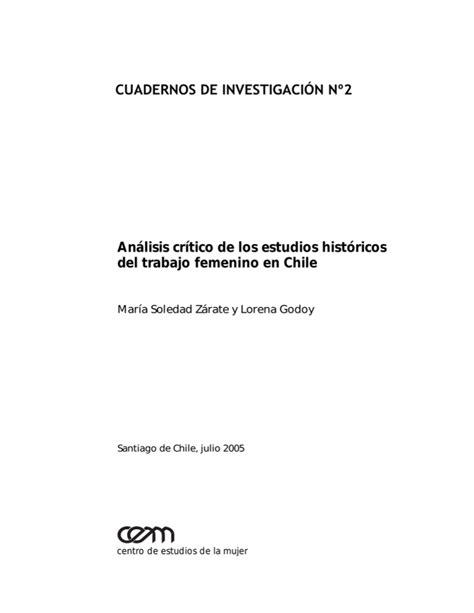 Cuadernos De Investigaci N N An Lisis Cr Tico De Los Estudios Hist