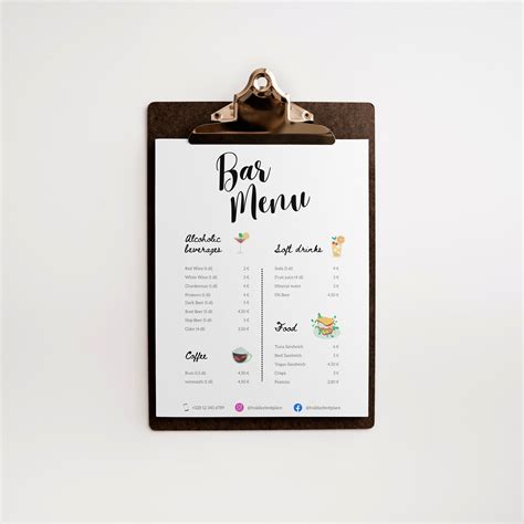 Editable Diner Price Sheet, Custom One-page Bar Menu Card, Printable