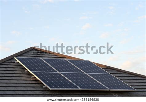 Shot Solar Panels Tiled Roof Stock Photo Shutterstock