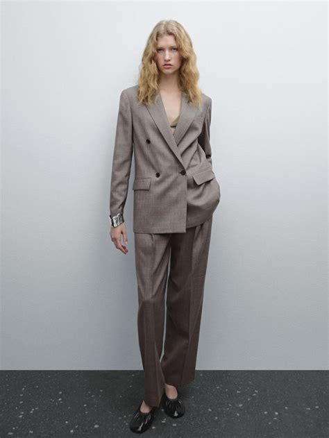 Брюки из меланжевой смесовой шерсти со складками · Норка · Нарядная ...