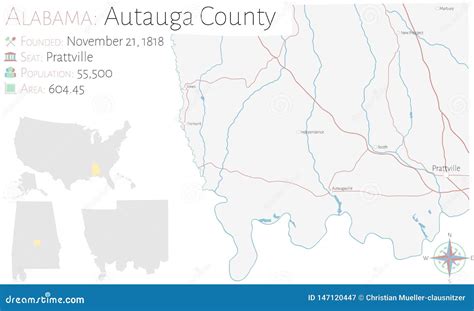Map Of Autauga County In Alabama Stock Vector Illustration Of