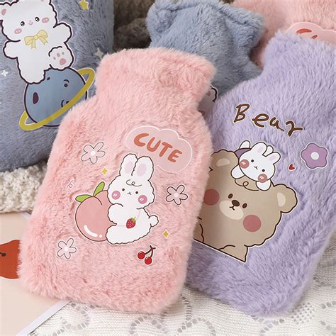 Cartoon Plush Rabbit Bear Hot Water Bottle Water Filling Small Warm Water Bag Daraz Lk