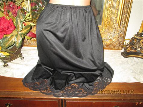 Vintage Black Nylon Half Slip Petticoat Lingerie Lacy 22 34 Waist EBay
