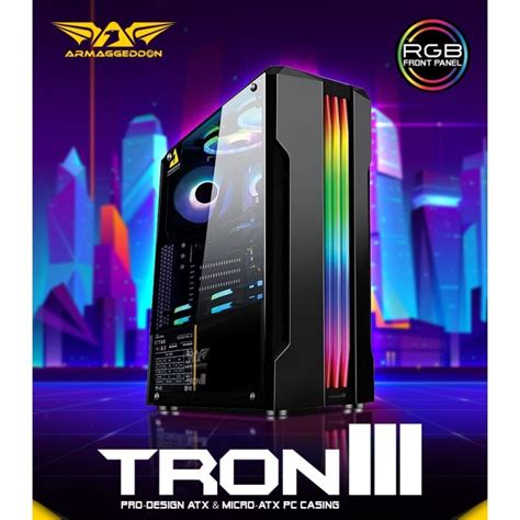 Ntausi Armaggeddon Tron Iii Pro Design Triden Rgb Atx Gaming Pc Case