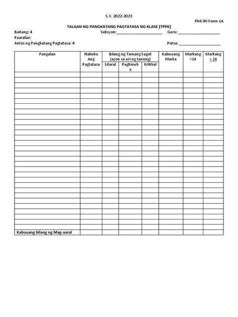 Phil Iri 2022 2023 Form Pdf