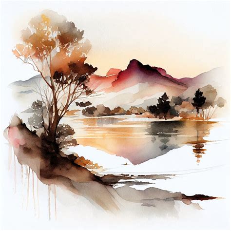 Watercolor Landscape Illustration Stock Illustration - Illustration of ...