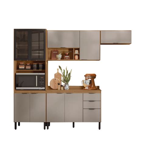 Cozinha Completa Firenze Amêndola Touch Nude Prime TX DEMÓBILE CATÁLOGO DE MÓVEIS RJ