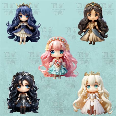 20 Chibi Princesses Clipart Pack Instant Download 20 Chibi Princess