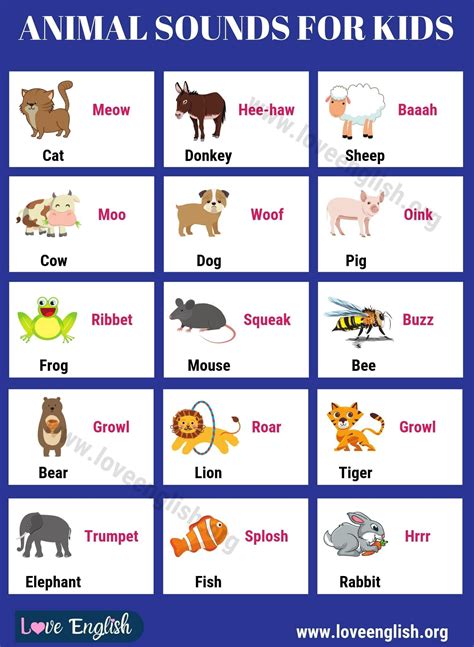 Different Types Of Animals And Their Sounds