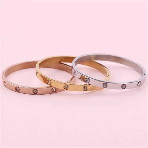 Stainless Steel Bracelets Bangles Crystal Screw Bracelet For Women