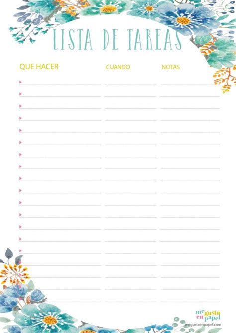 Plantilla De Listas Variadas Para Clase A Todo Color