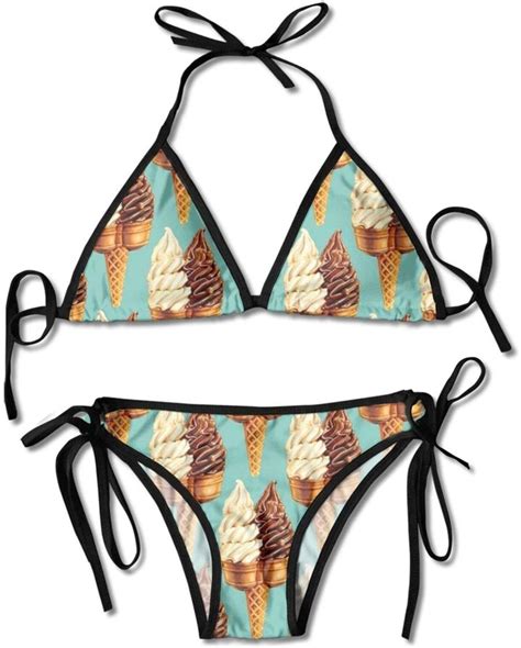 Quemin Double Cone Ice Cream Women S Sexy Triangle Bikini Adjustable