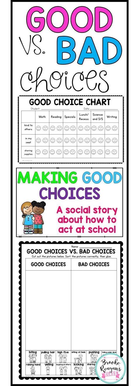 Free Printable Good Choices Bad Choices Worksheet Pdf