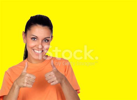 Attractive Brunette Woman Saying Ok Stock Photo Royalty Free Images FreeImages