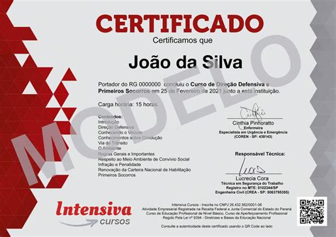 Curso De Dire O Defensiva Primeiros Socorros Certificado