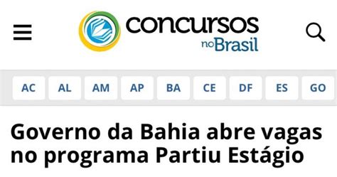 Governo Da Bahia Abre Vagas No Programa Partiu Est Gio Terra Santa