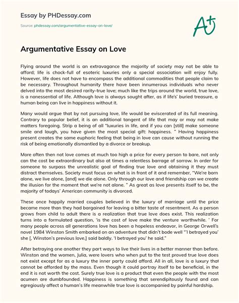 Argumentative Essay On Love Words Phdessay