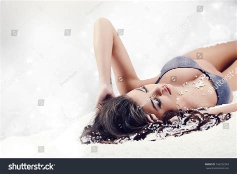 Sexy Woman White Lingerie Over Snowy Stock Photo 164252243 Shutterstock