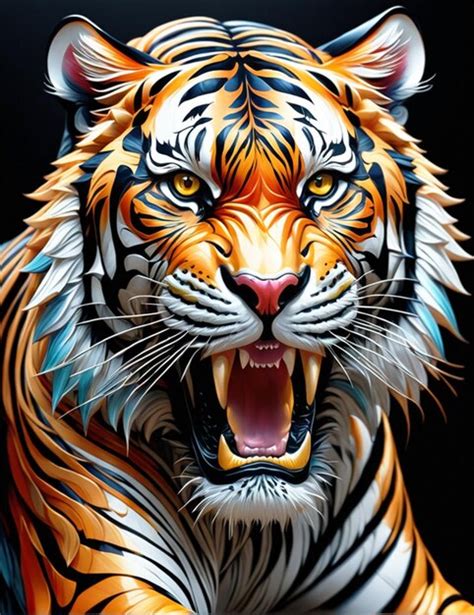 Premium Photo Ferocious Beauty Colorful Angry Bengal Tiger