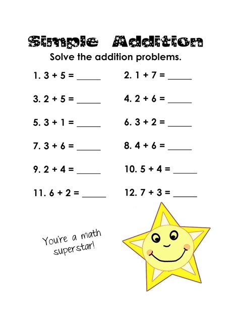 Easy Math Worksheets For Grade 1