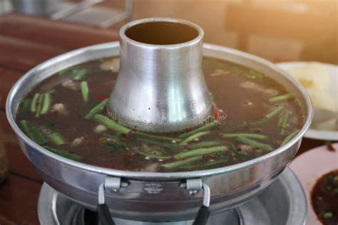 Pork Tom Yum In Asian Style Hot Pot Traditional Thai Food Stock Photo Image Of Food Style
