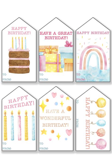 Birthday Tags Printable Set Watercolor Mom Envy