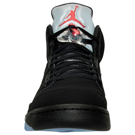 Air Jordan V Retro Black-Silver-Front View - WearTesters