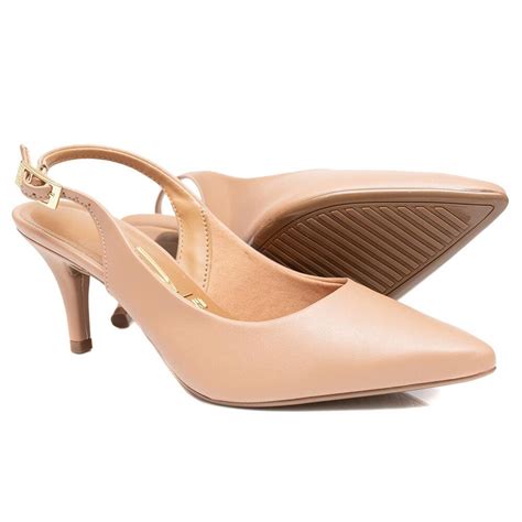 Scarpin Vizzano Aberto Salto Alto Nude Bege