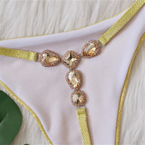 New Rhinestone Bikini Women Sexy Crystal Diamond Micro Swimwear Brazilian Thong Biquini