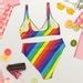 Rainbow Bikini Set Padded Bikini Top High Waisted Bikini Etsy