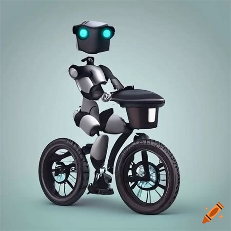 Robot riding a bike on Craiyon