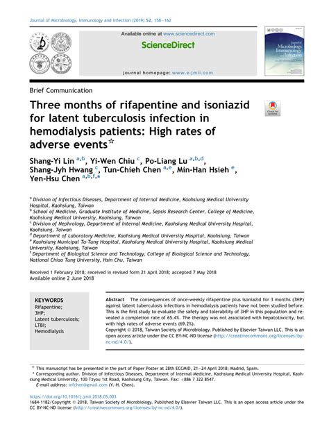 Pdf Three Months Of Rifapentine And Isoniazid For Latent Tuberculosis Infection In