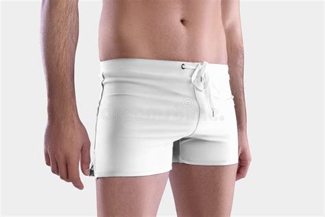 Template Of White Boxers On An Athletic Guy With A Naked Body Empty Underpants With Ties