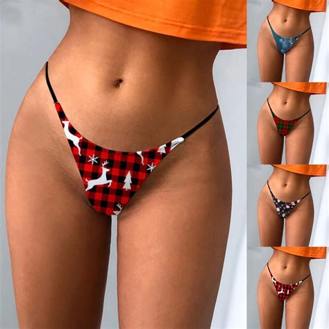 Christmas G String Women Panties Sexy Briefs Print Thong Low Waist Beach Bikini Underwear
